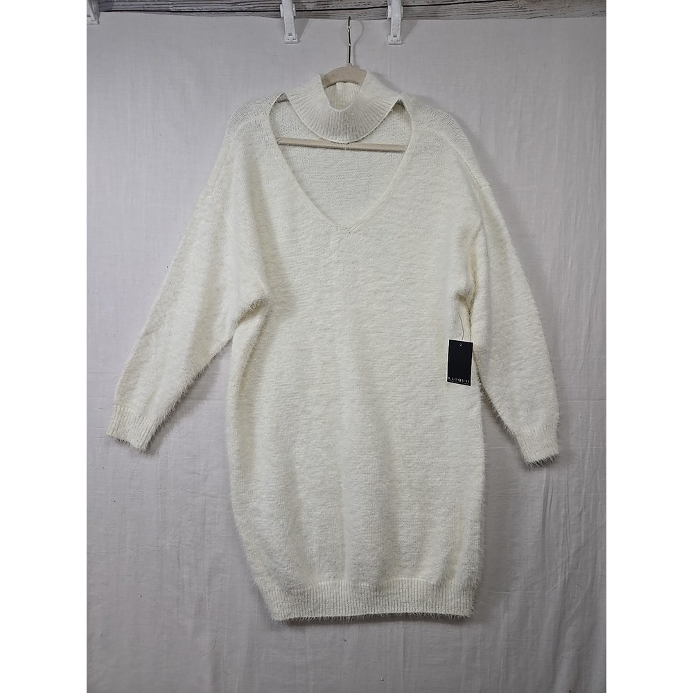 NWT ELOQUII Ivory Eyelashâ Mini Sweater Dress Cutout Women's Size 14/16? LS